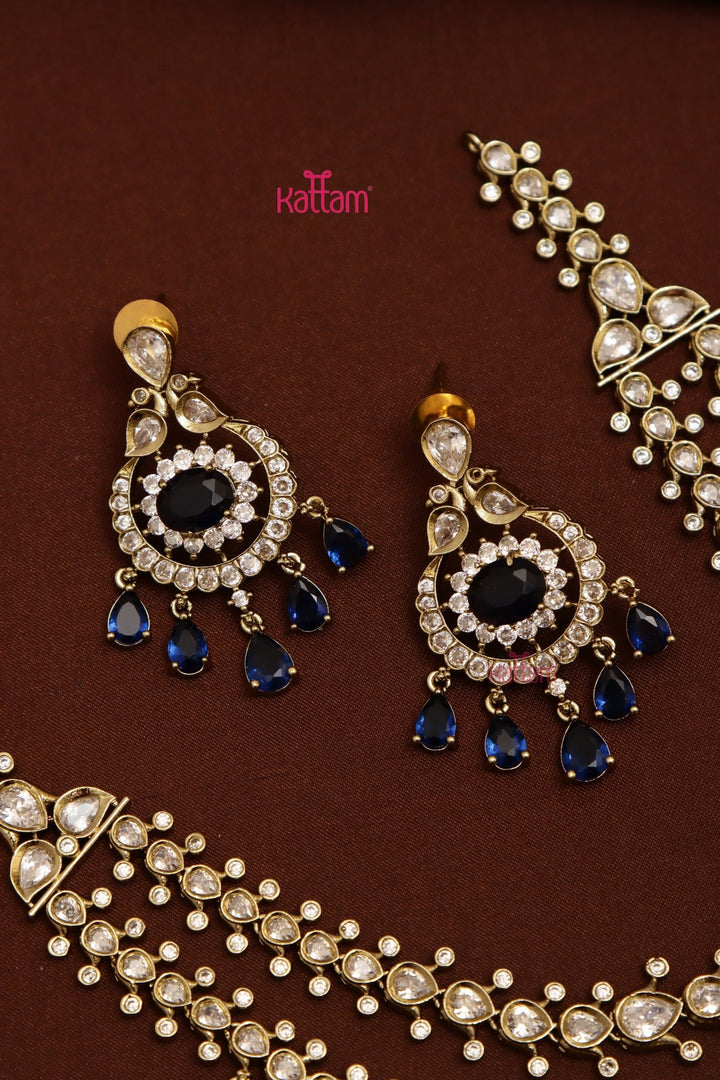 Zaveri - AD Layered Blue Necklace - N5276