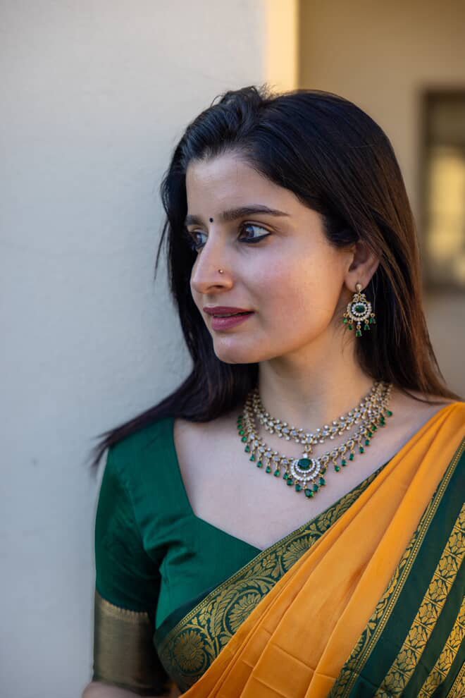 Zaveri - AD Layered Green Necklace - N5209