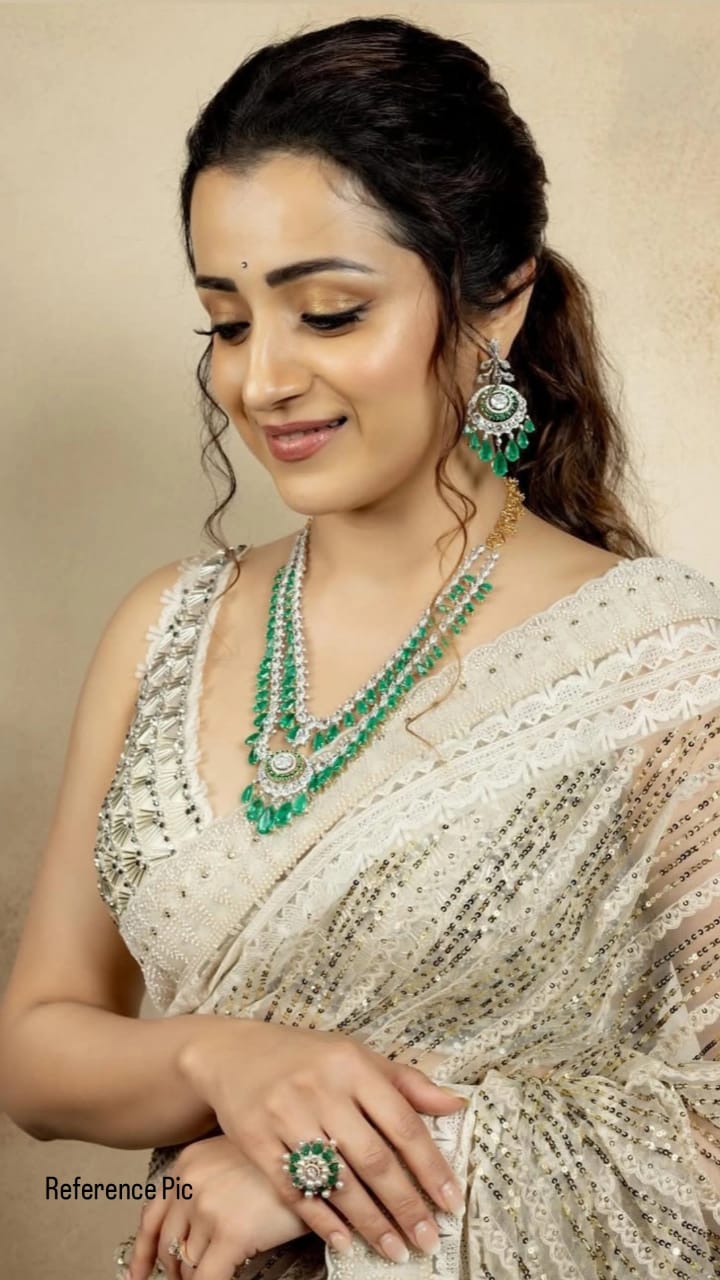 Zaveri - AD Layered Green Necklace - N5209
