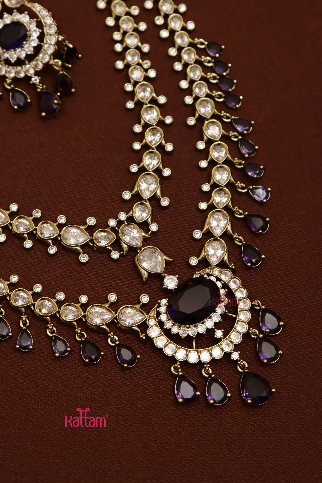 Zaveri - AD Layered Purple Necklace - N5275