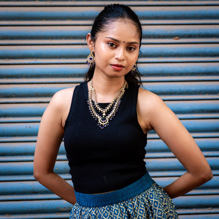 Zaveri - AD Layered Purple Necklace - N5275