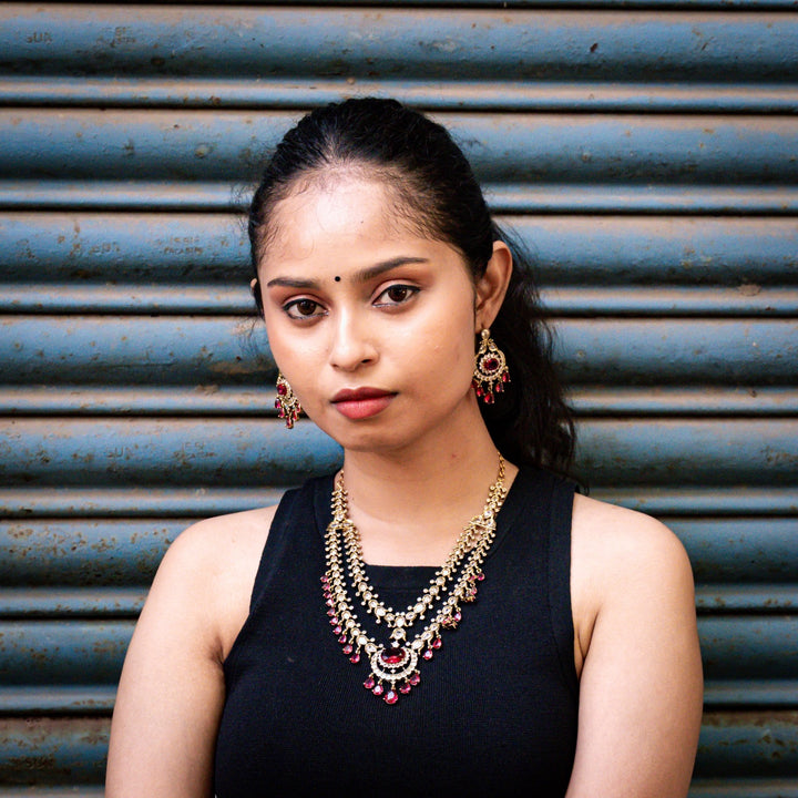 Zaveri - AD Layered Ruby Necklace - N5274