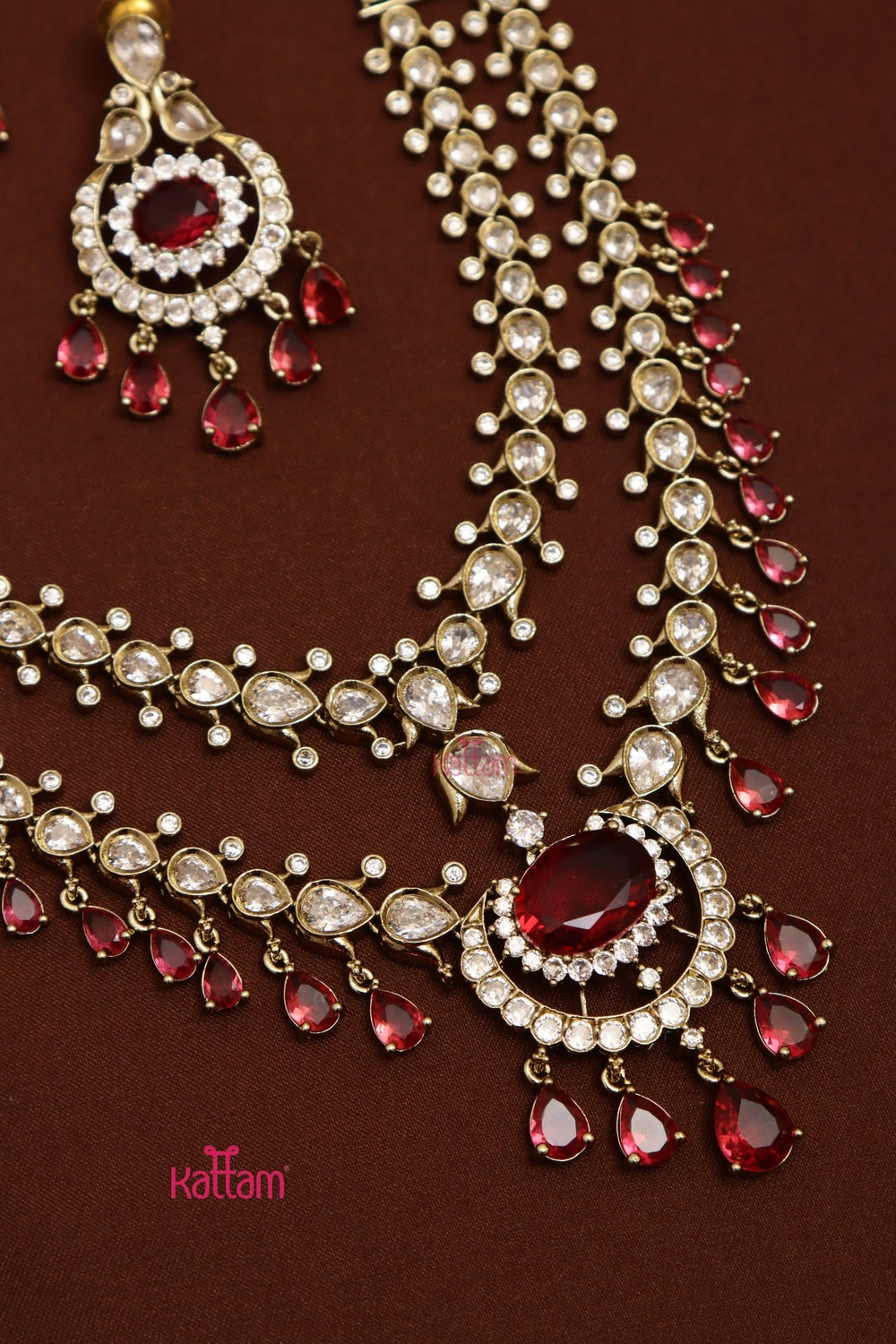 Zaveri - AD Layered Ruby Necklace - N5274