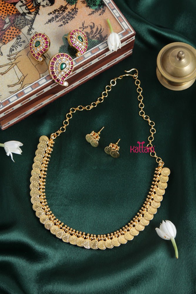2 in 1 Manga Pendant Coin Choker Set - N1858