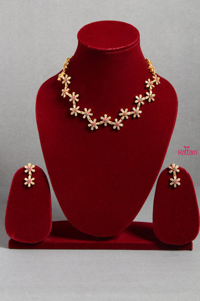 Floral White Stone Choker