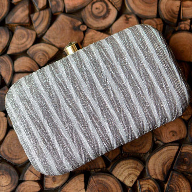 Grey Pleated Party Clutch