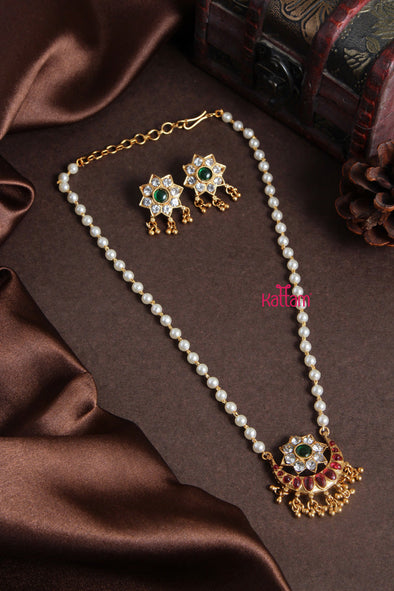 Halfmoon Multi Single Line Pearl Choker