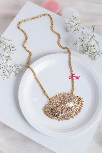 Goldtone Big White Lotus Dollar Chain