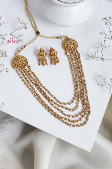 Five Layered Golden Pearl Necklace