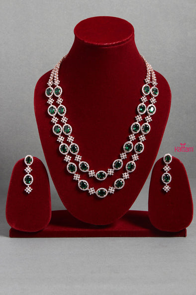Rose Gold Green Layered Necklace