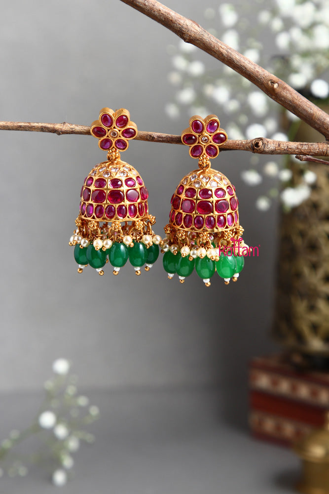 Ruby Emerald Drops Jhumka