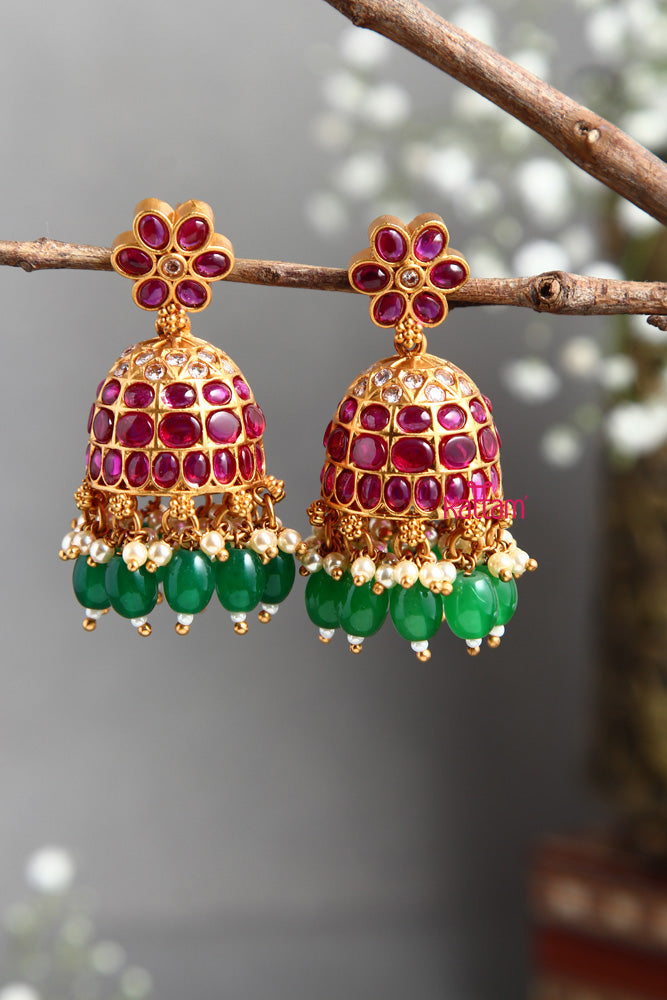 Ruby Emerald Drops Jhumka