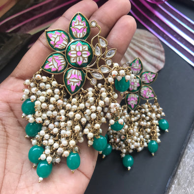Cluster Pearls Floral Earring(Colours Available) - Kattam Jewellery Instagram Store