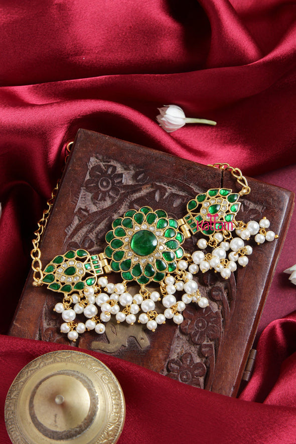 Kundan Jadau Green Flower Choker