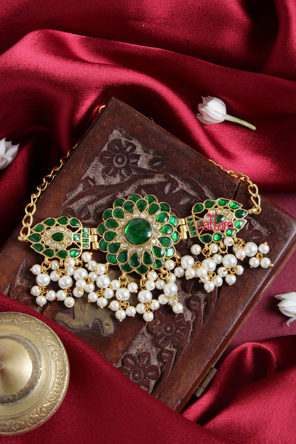 Kundan Jadau Green Flower Choker