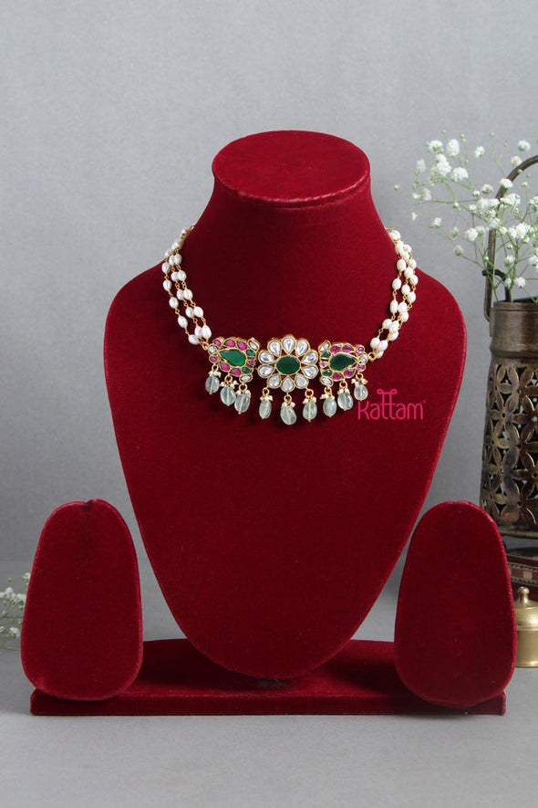 Kundan Jadau Mini White Flower Choker