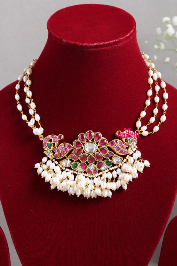 Kundan Jadau Rice Pearl Flower Choker