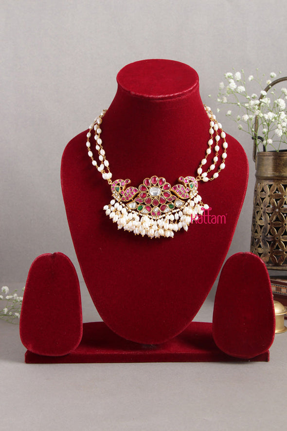 Kundan Jadau Rice Pearl Flower Choker