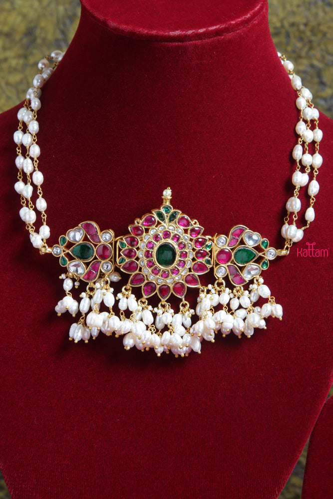 Kundan Jadau Rice Pearl Oval Choker 1