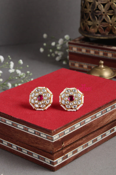 Kundan Ruby White Poo Stud