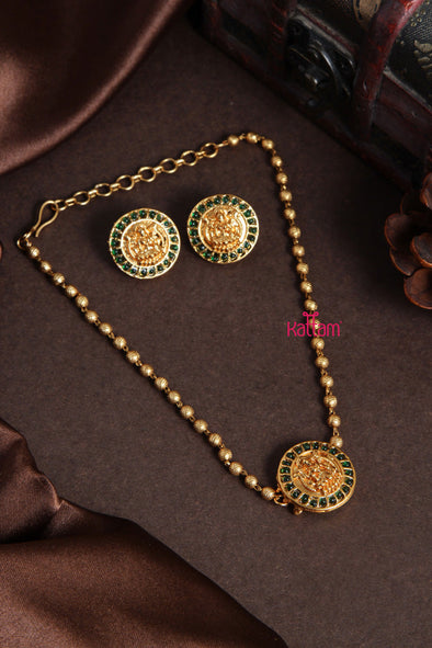 Lakshmi Green Goltone Choker
