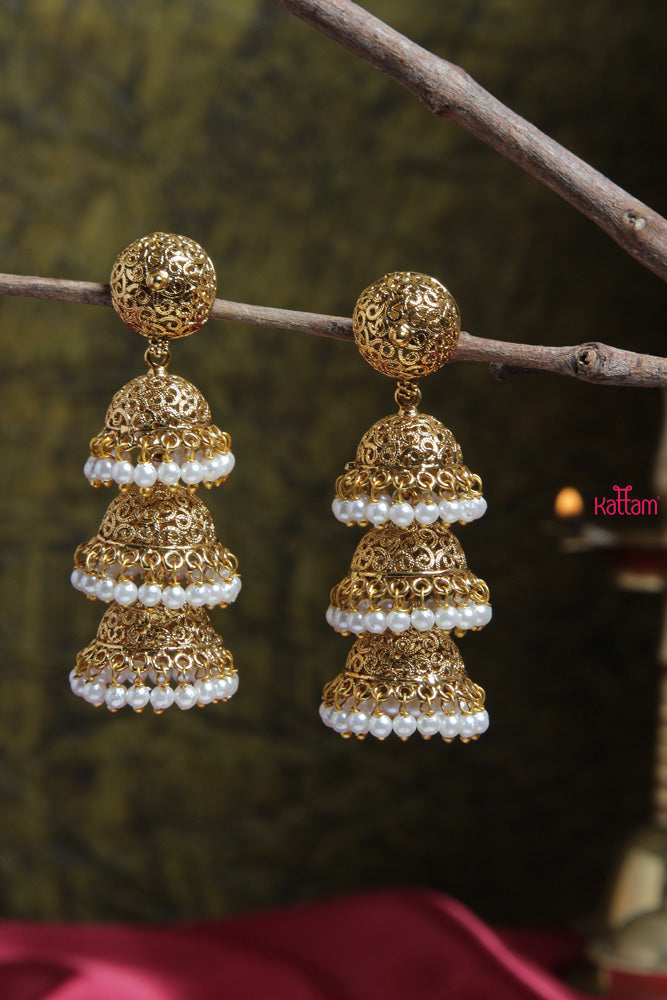 Layered Pearl Jhumka