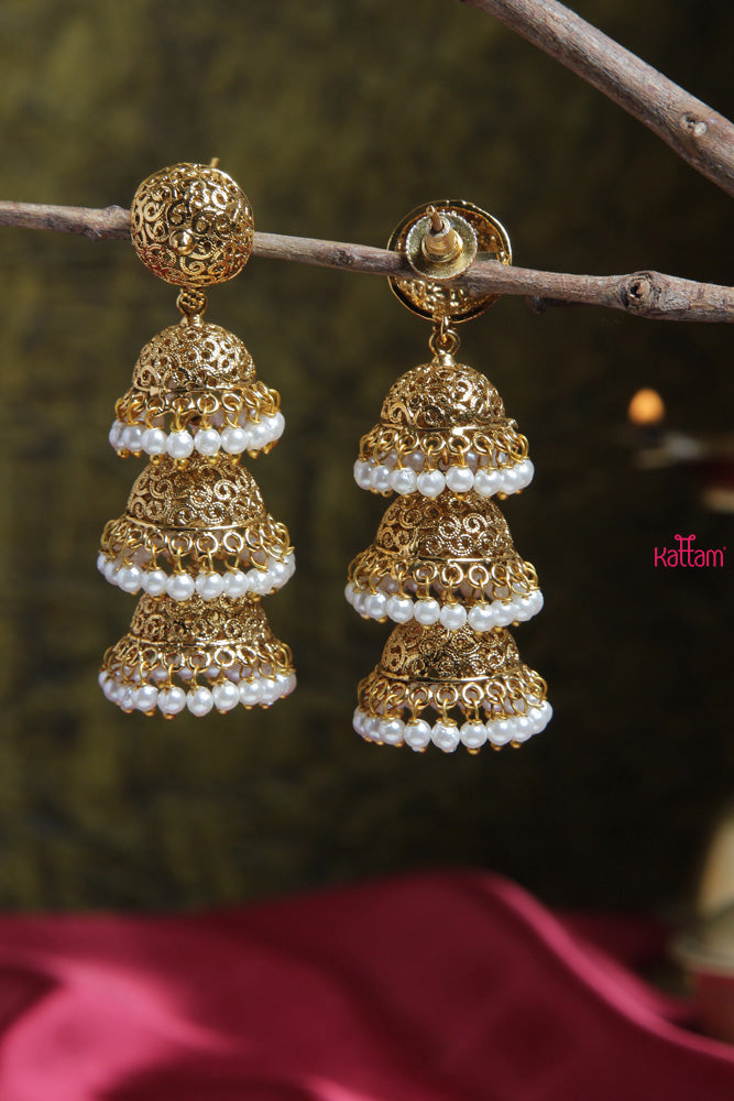 Layered Pearl Jhumka