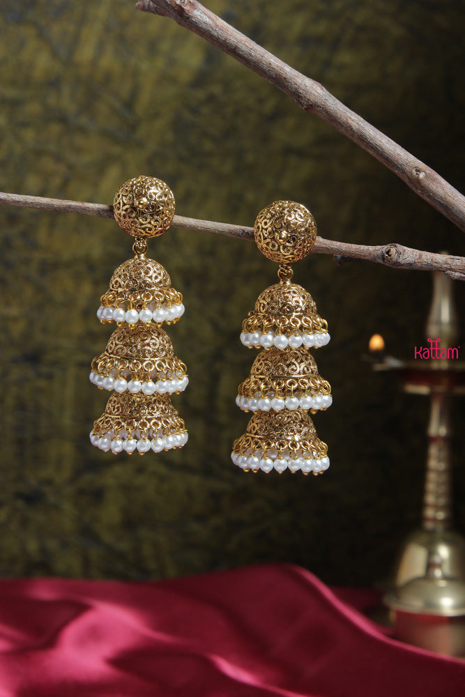 Layered Pearl Jhumka