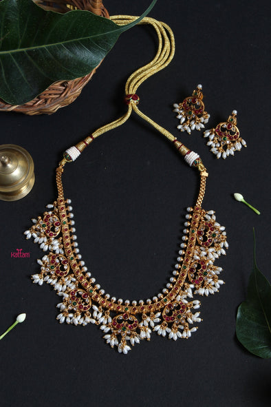 Matte Heart Rice Pearls Guttapusalu Necklace