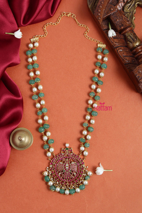 Mayil Pendant Kundan Jadau Handcrafted Chain (No Earrings)