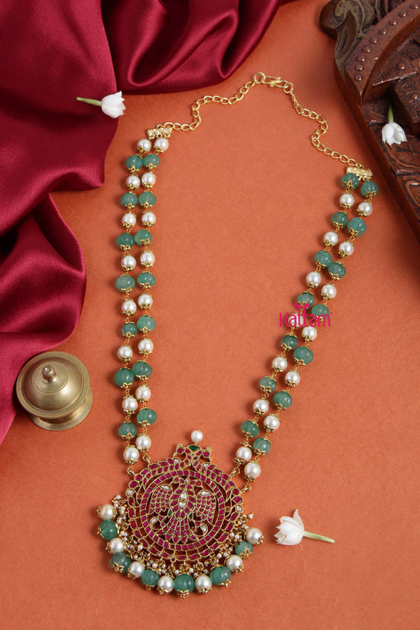 Mayil Pendant Kundan Jadau Handcrafted Chain (No Earrings)