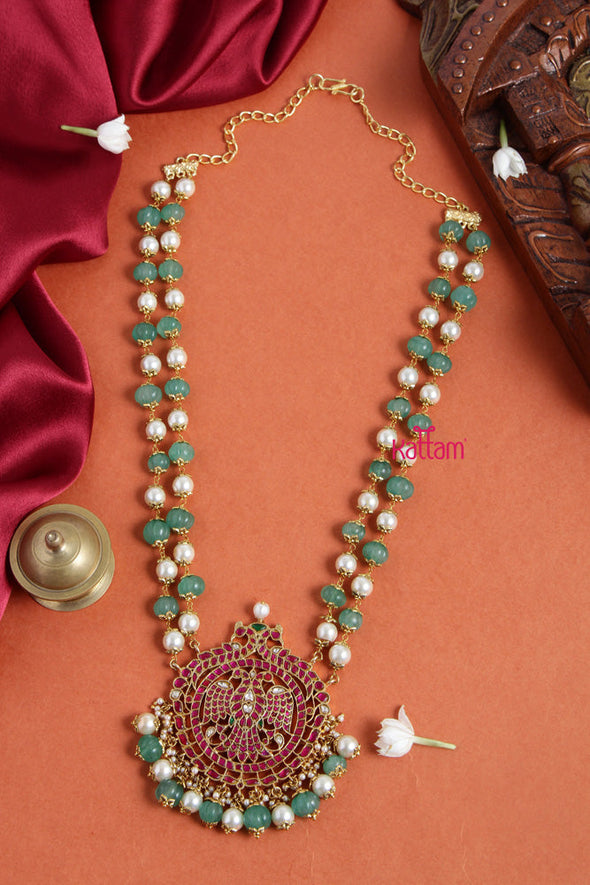 Mayil Pendant Kundan Jadau Handcrafted Chain (No Earrings)