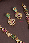 Mayil Rubygreen Floral Short Necklace