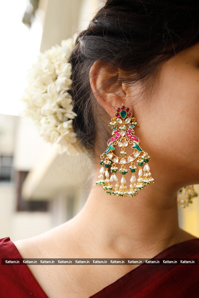 Multicolour Peacock Kundan Earring