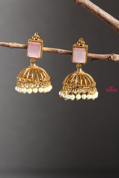 Pastle Pink Pearl Jhumka