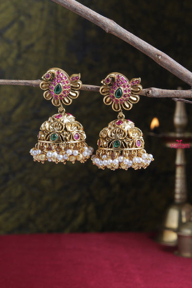 Peacock Embossed Jhumka