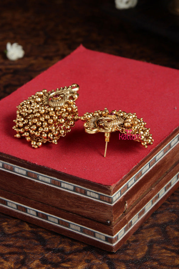 Peacock Gold Trim Earring