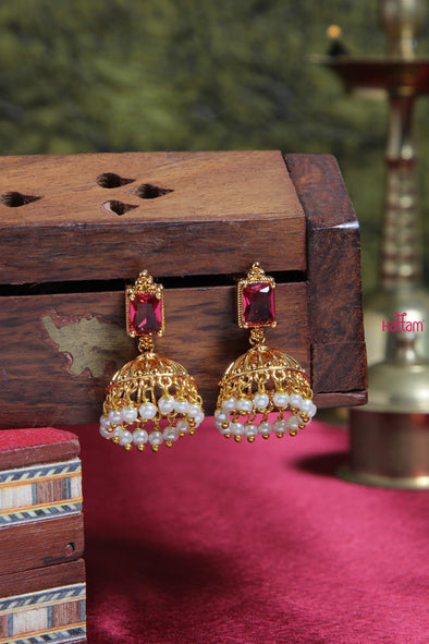 Pink Pearl Jhumka