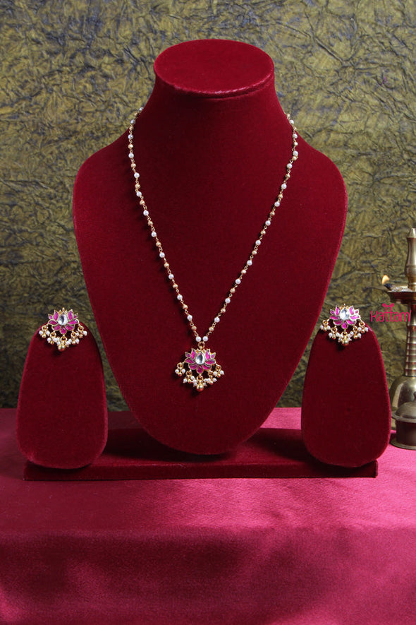 Pink White Lotus Pearl Mala