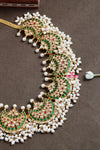 Premium Kundan Jadau Green Halfmoon Pearl Necklace