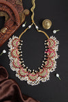 Premium Kundan Jadau Ruby Halfmoon Pearl Necklace