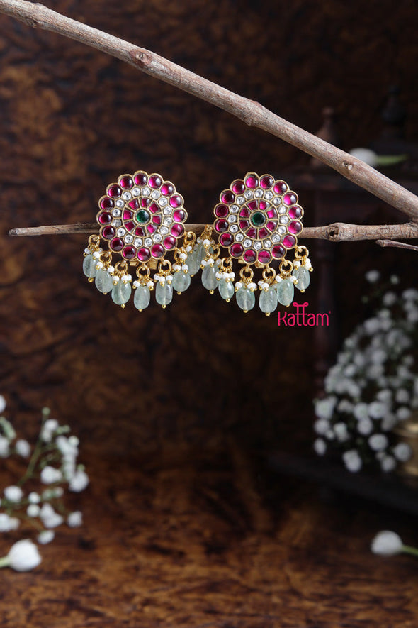 Premium Kundan Round Drop Earring