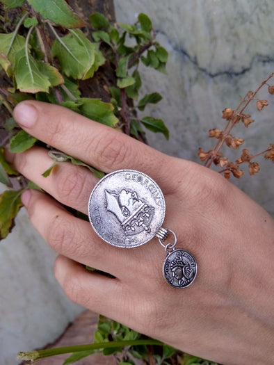 Small Coin Drop Oxidised Silver Ring - Kattam Jewellery Instagram Store