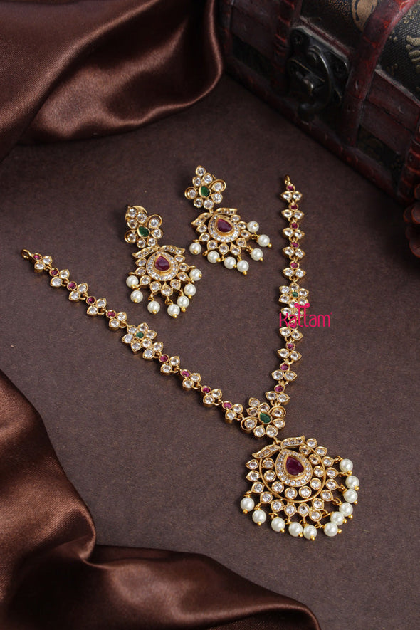 Ruby Drop Stone Short Necklace
