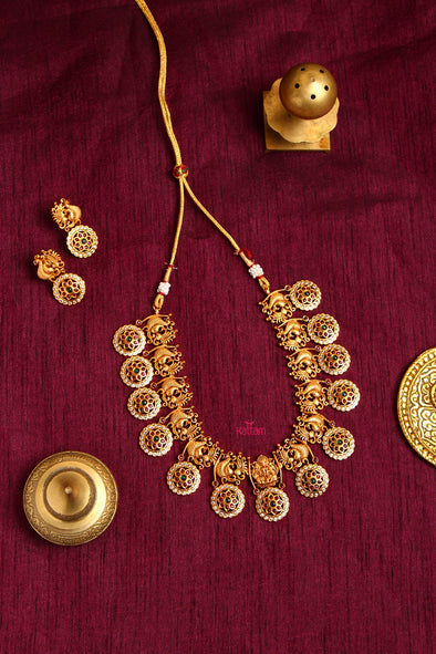 Semi Bridal Goddess Lakshmi Peacock Stone Set