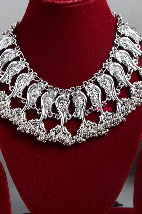 Silver Looalike Grand Peacock Necklace