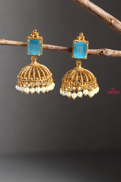 Sky Blue Pearl Jhumka