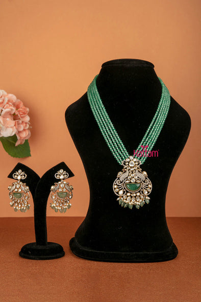 Victorian Diamond Twin Peacock Dollar Mala
