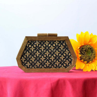 Wooden Fabric Clutch