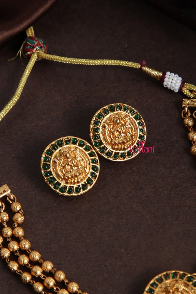 Budgetted Laksmi Green Coin Gold Choker - N2067